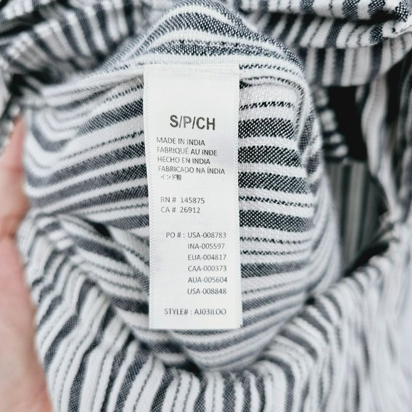 Amuse Society Jumpsuit S Lookout White Grey Stripe Open Tie Back Strappy Cropped - Picture 8 of 15